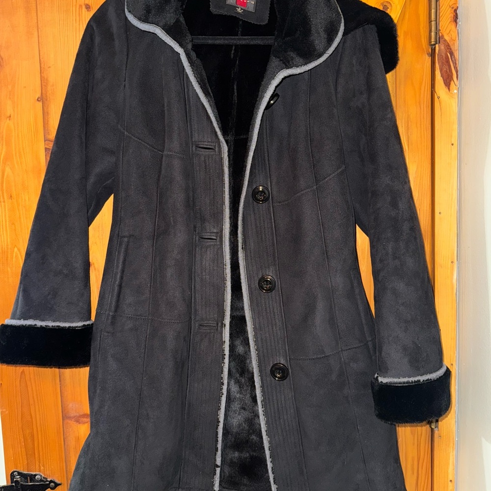 Gallery Black Coat with Gray Trim